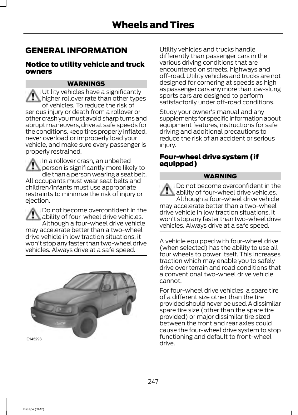 Wheels and tires, General information | FORD 2013 Escape v.4 User Manual | Page 251 / 433