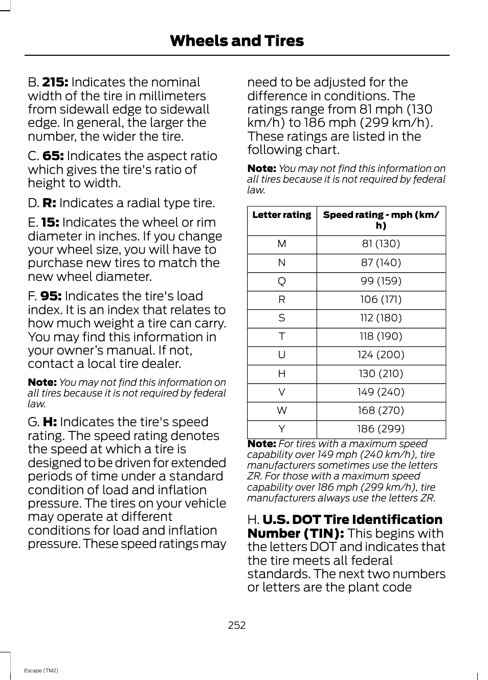Wheels and tires | FORD 2013 Escape v.4 User Manual | Page 256 / 433