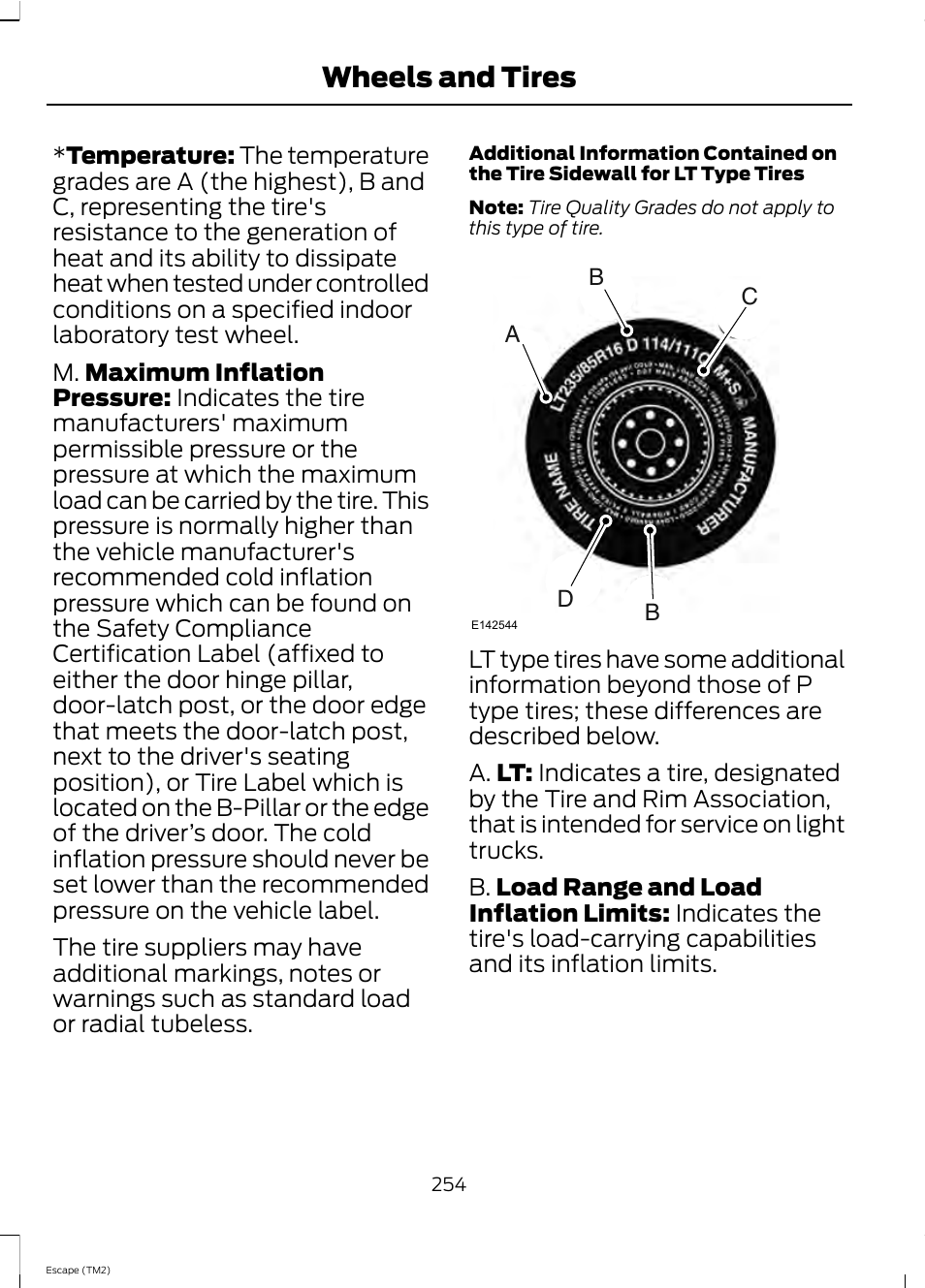 Wheels and tires | FORD 2013 Escape v.4 User Manual | Page 258 / 433