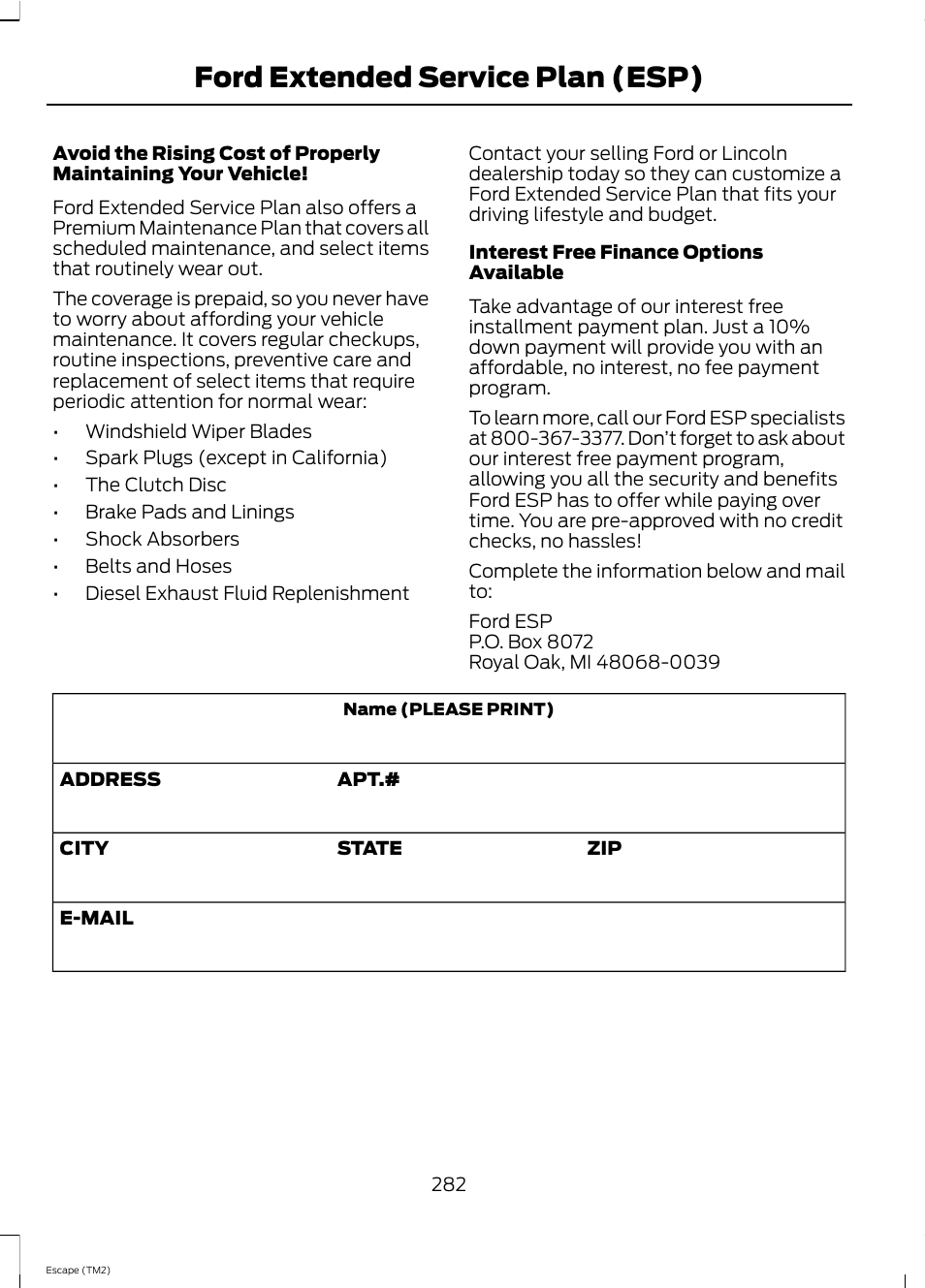 Ford extended service plan (esp) | FORD 2013 Escape v.4 User Manual | Page 286 / 433