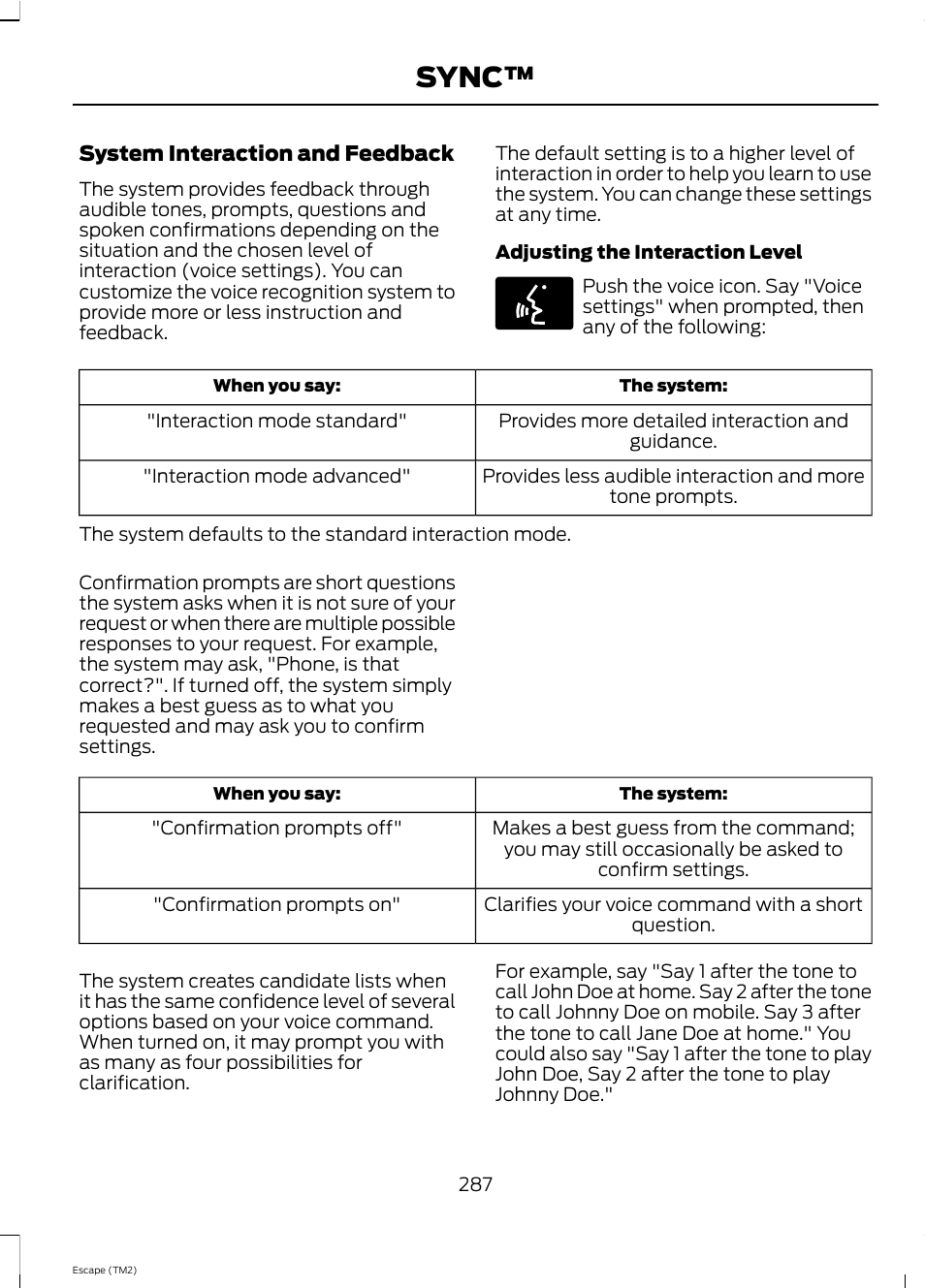 Sync | FORD 2013 Escape v.4 User Manual | Page 291 / 433