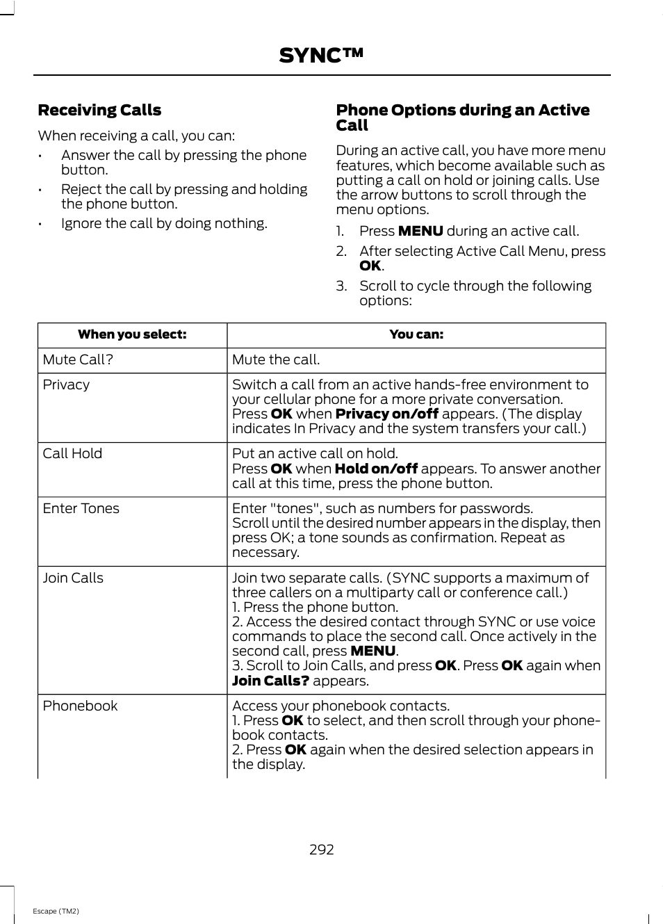 Sync | FORD 2013 Escape v.4 User Manual | Page 296 / 433