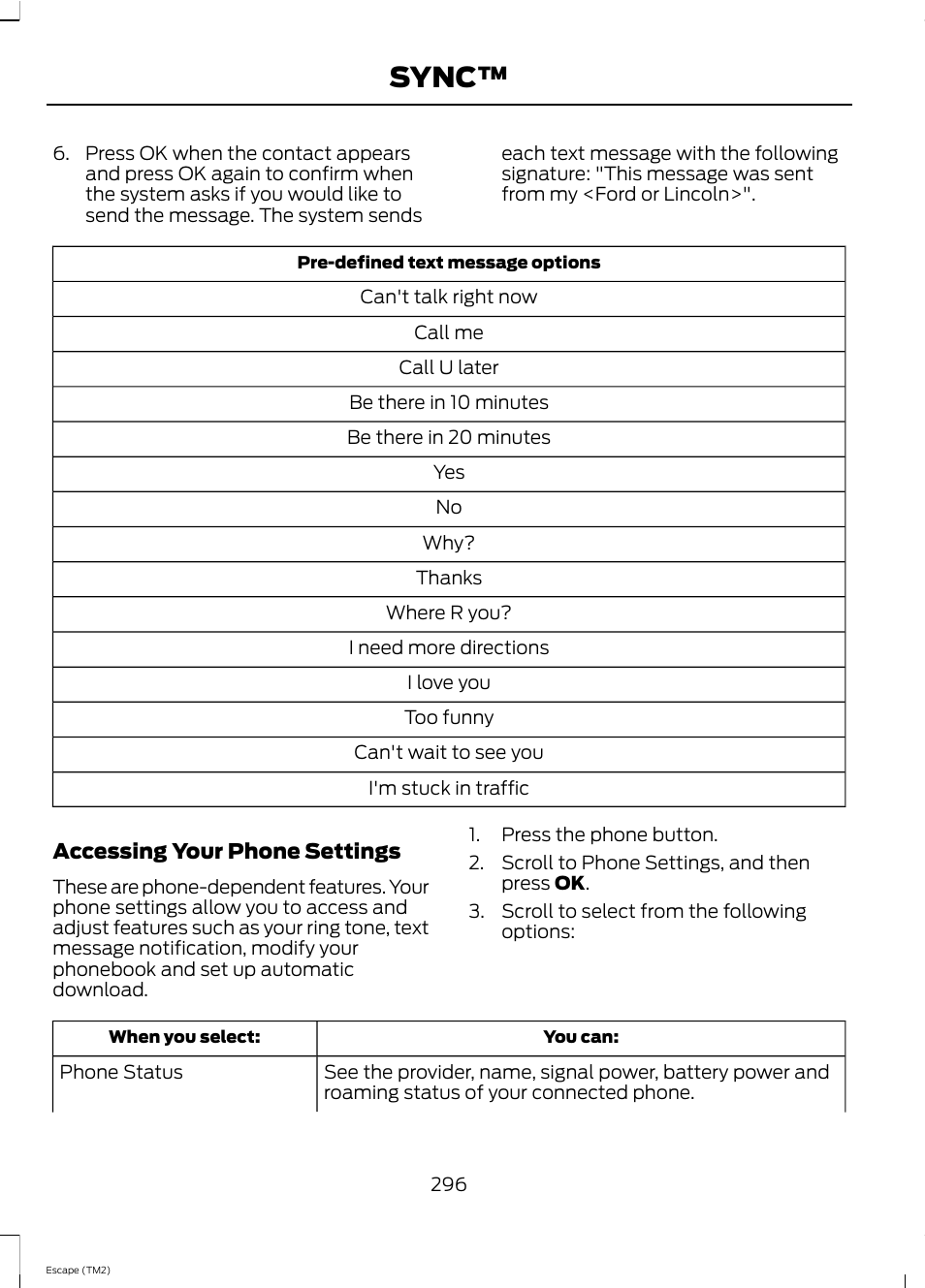 Sync | FORD 2013 Escape v.4 User Manual | Page 300 / 433