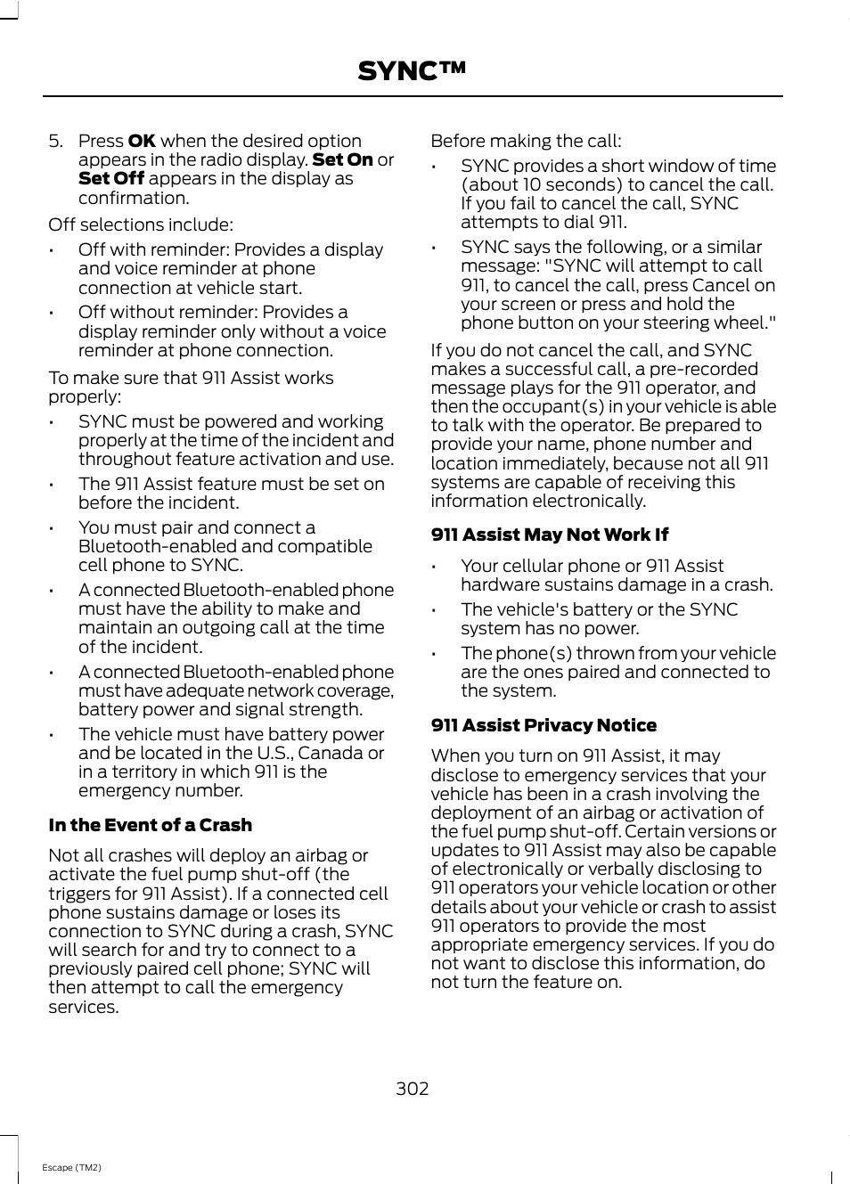 Sync | FORD 2013 Escape v.4 User Manual | Page 306 / 433