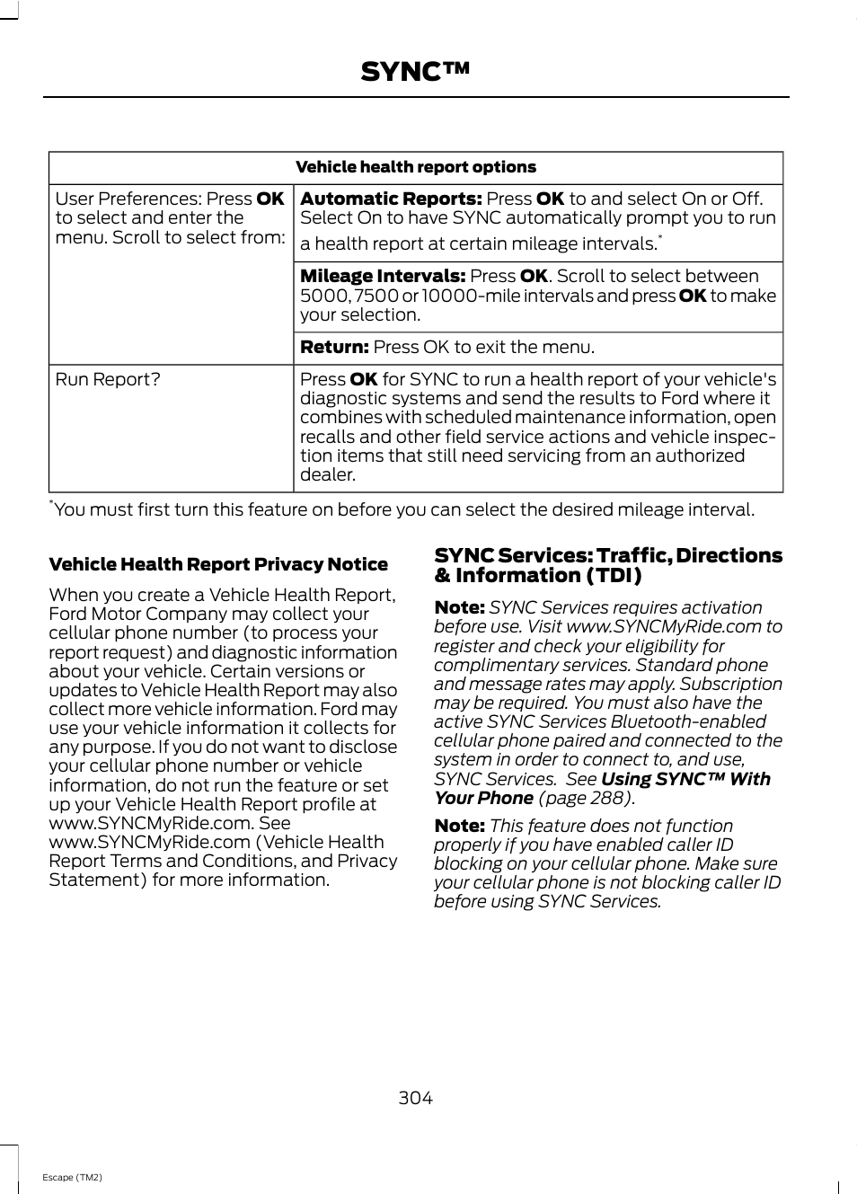 Sync | FORD 2013 Escape v.4 User Manual | Page 308 / 433