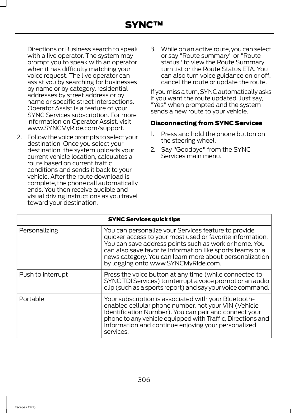 Sync | FORD 2013 Escape v.4 User Manual | Page 310 / 433