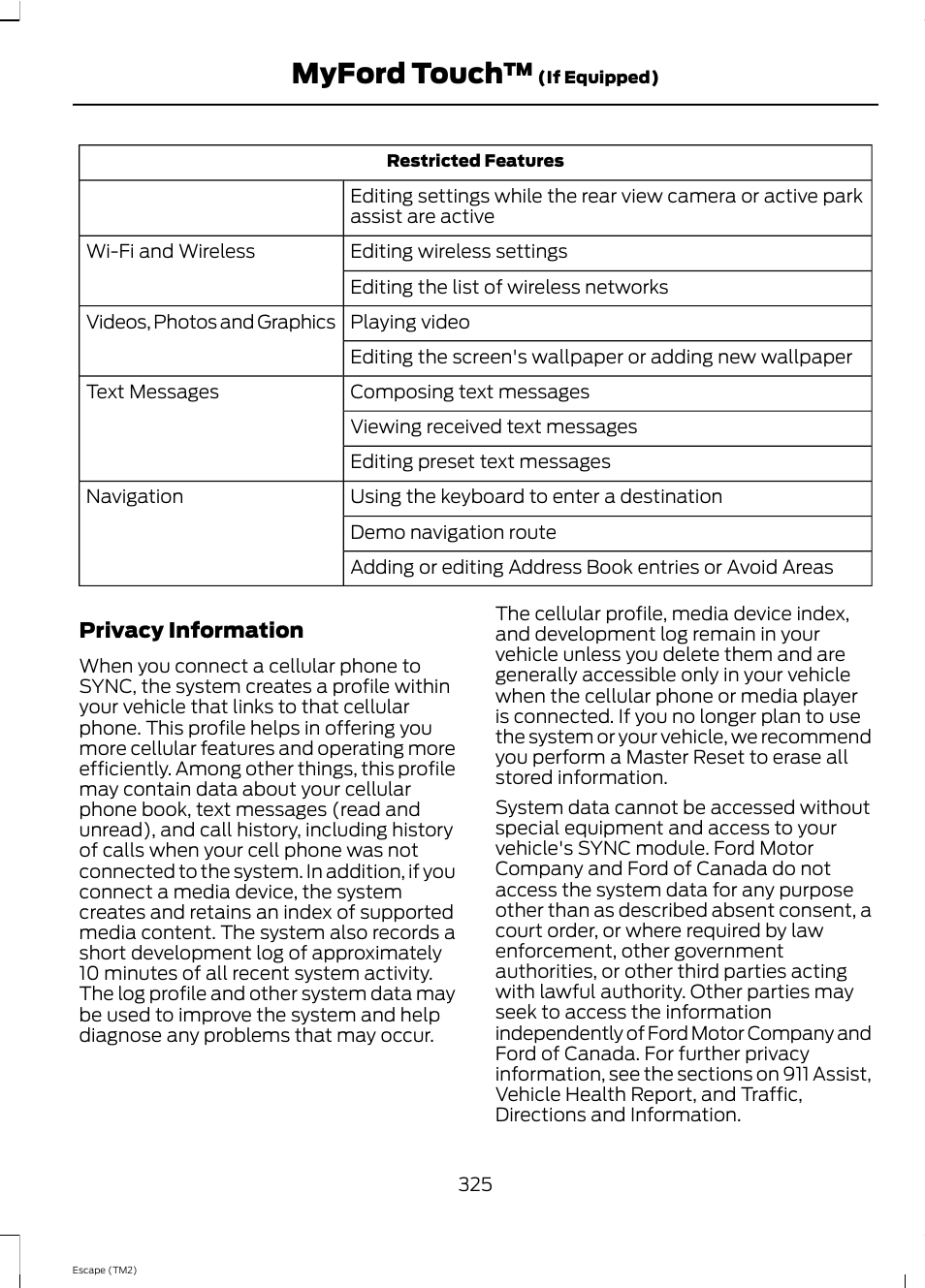 Myford touch | FORD 2013 Escape v.4 User Manual | Page 329 / 433