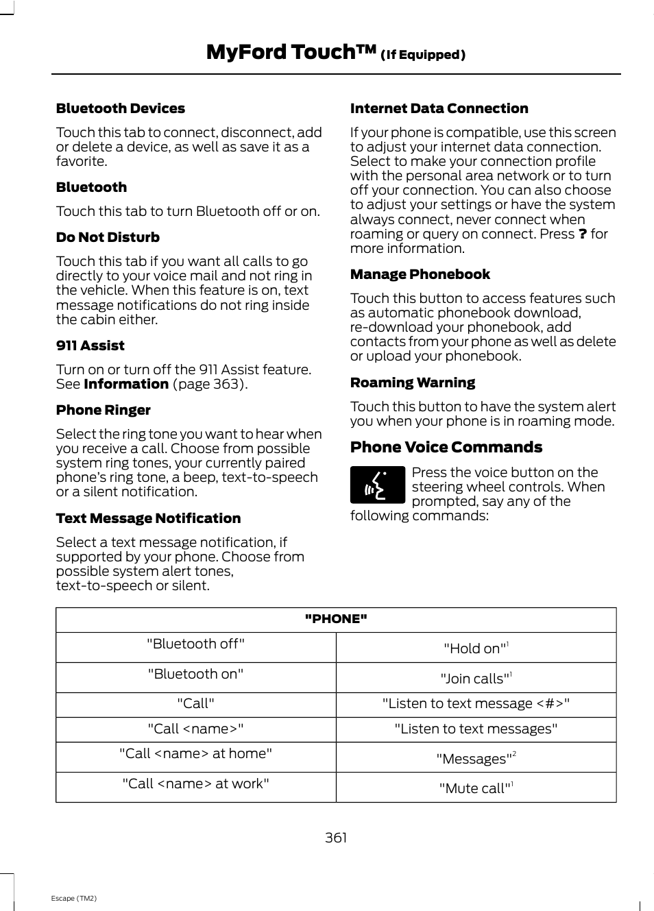 Myford touch | FORD 2013 Escape v.4 User Manual | Page 365 / 433