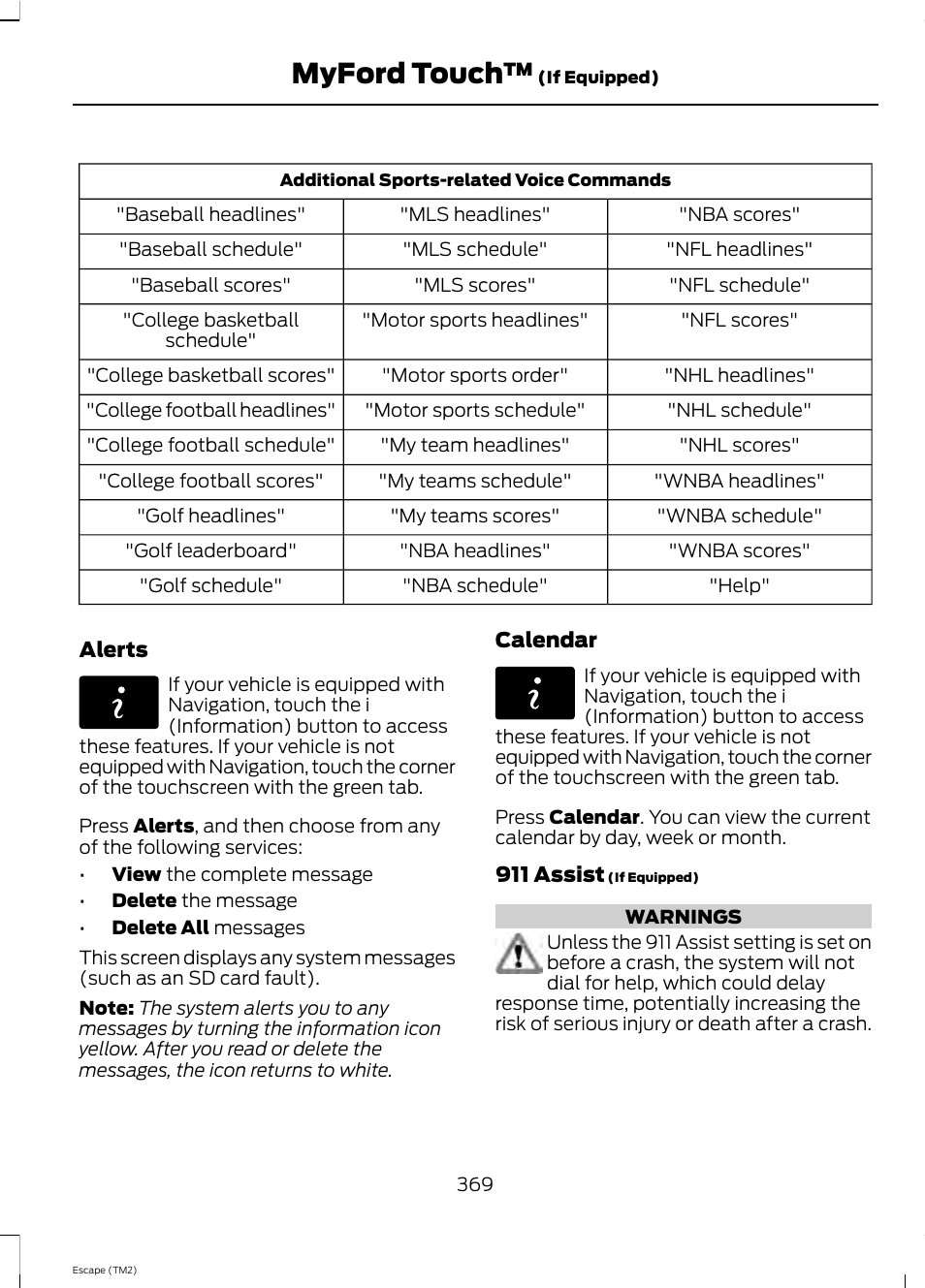 Myford touch | FORD 2013 Escape v.4 User Manual | Page 373 / 433