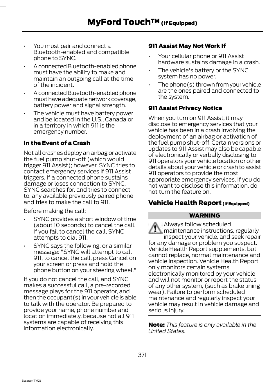 Myford touch | FORD 2013 Escape v.4 User Manual | Page 375 / 433