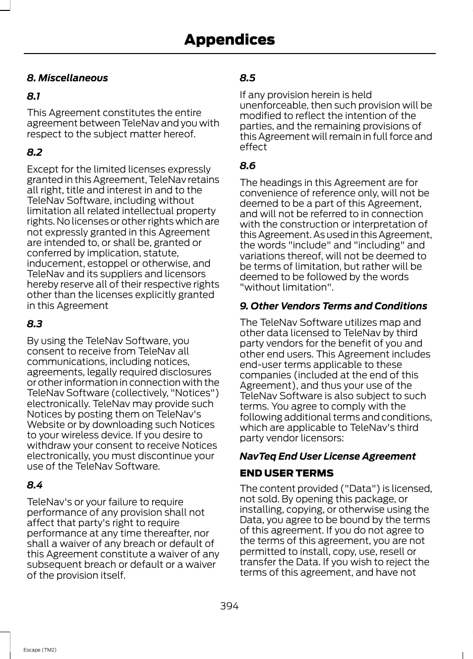 Appendices | FORD 2013 Escape v.4 User Manual | Page 398 / 433