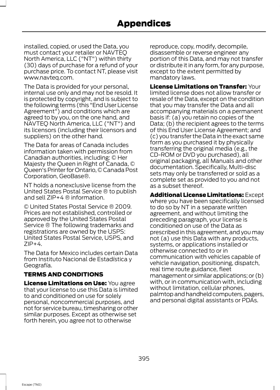 Appendices | FORD 2013 Escape v.4 User Manual | Page 399 / 433