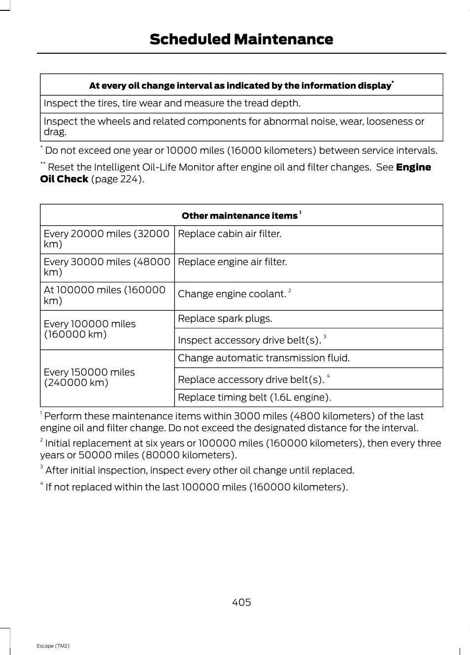 Scheduled maintenance | FORD 2013 Escape v.4 User Manual | Page 409 / 433