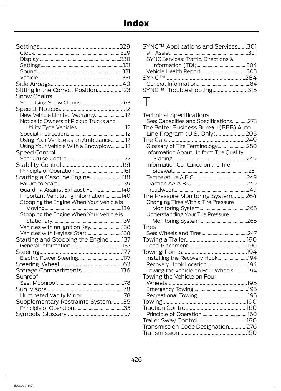 Index | FORD 2013 Escape v.4 User Manual | Page 430 / 433