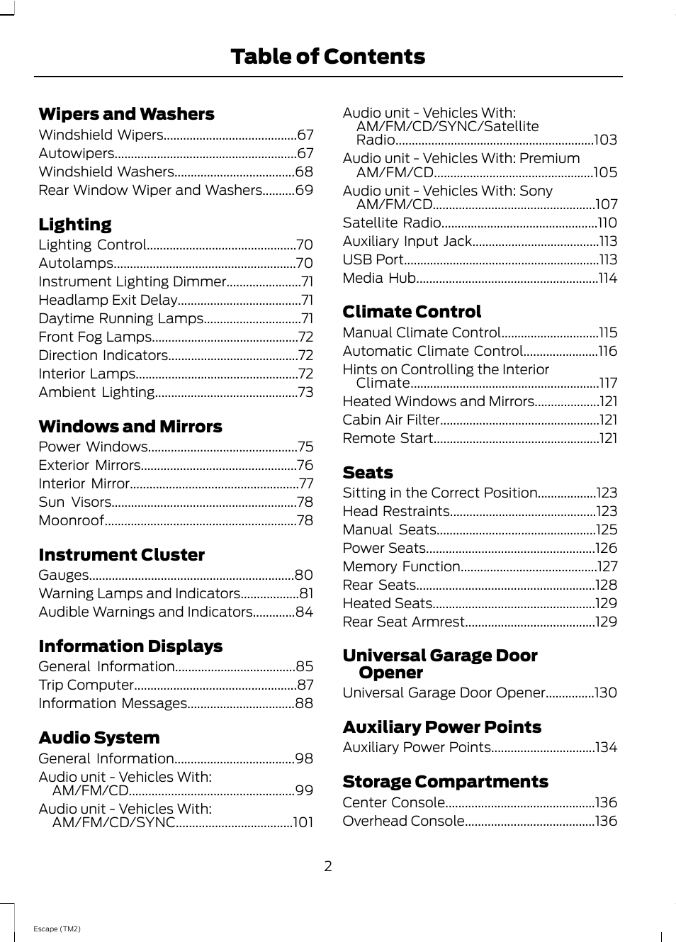 FORD 2013 Escape v.4 User Manual | Page 6 / 433