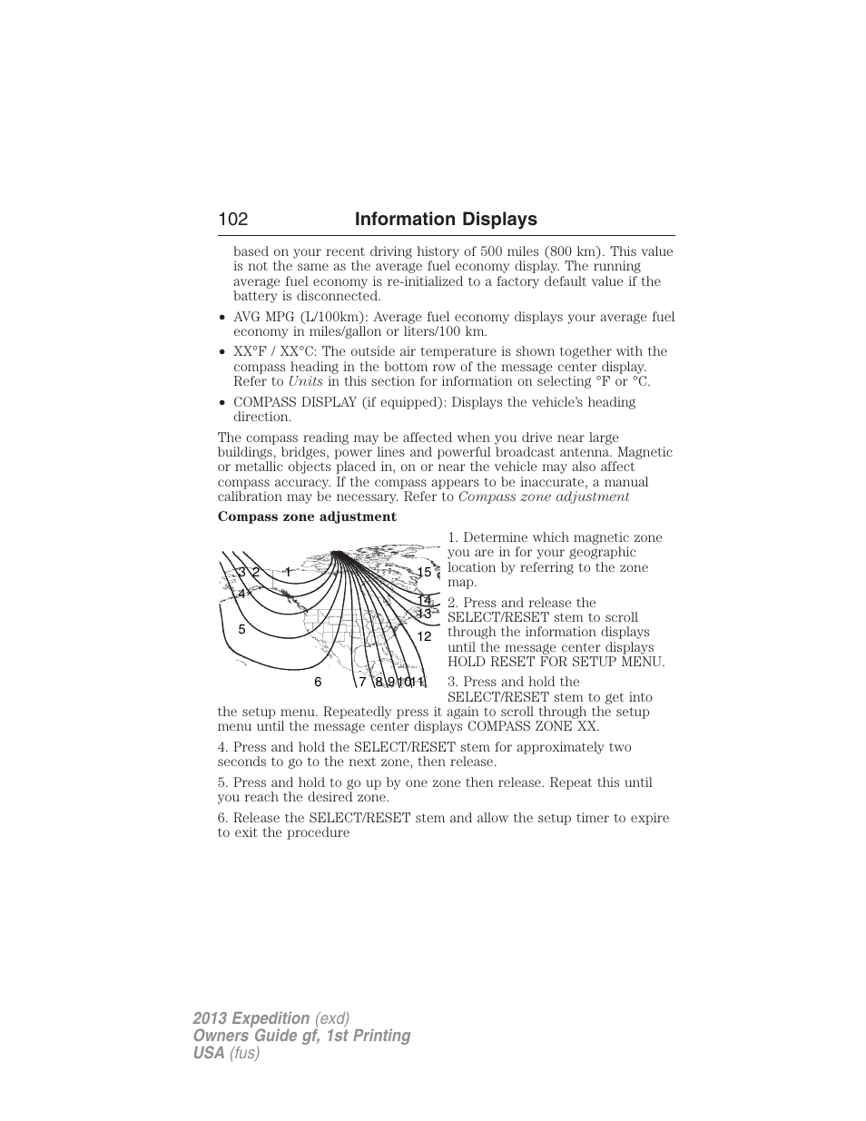 102 information displays | FORD 2013 Expedition v.1 User Manual | Page 102 / 497