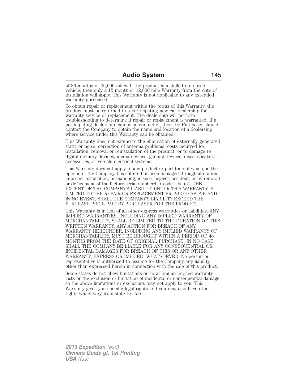Audio system 145 | FORD 2013 Expedition v.1 User Manual | Page 145 / 497