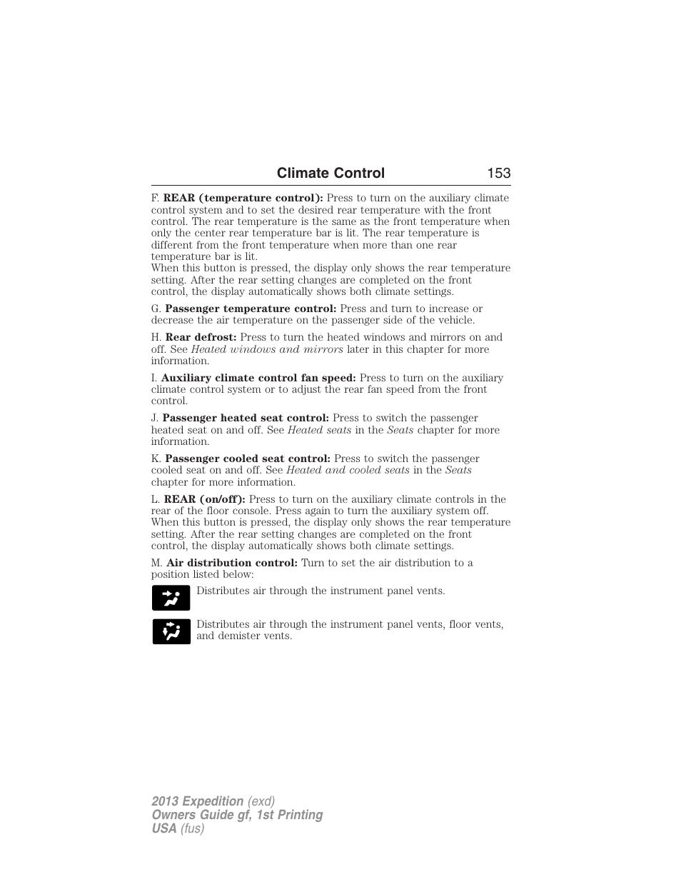 Climate control 153 | FORD 2013 Expedition v.1 User Manual | Page 153 / 497