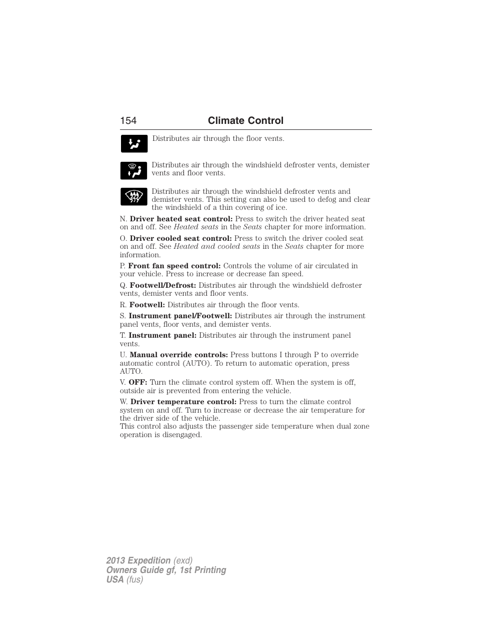 154 climate control | FORD 2013 Expedition v.1 User Manual | Page 154 / 497