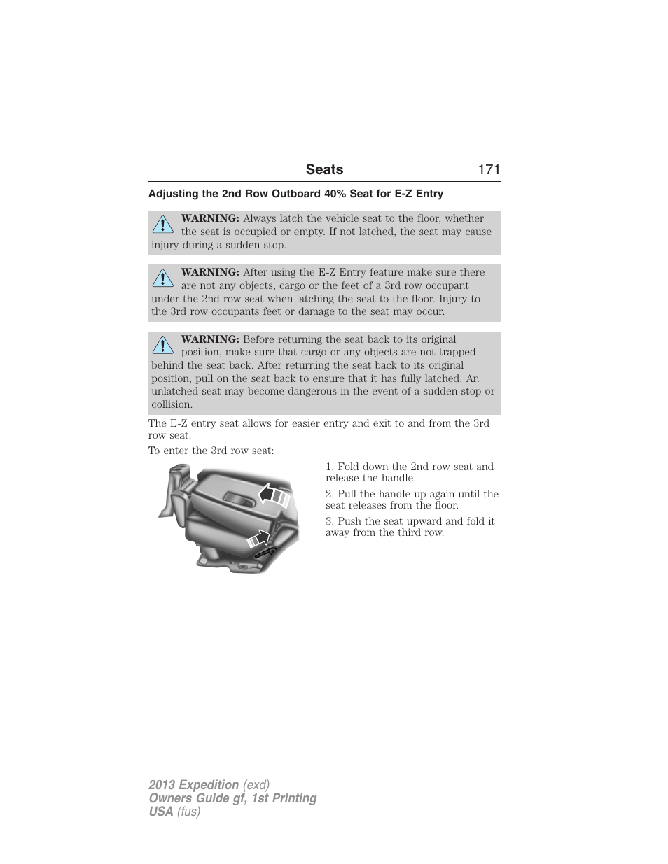 Seats 171 | FORD 2013 Expedition v.1 User Manual | Page 171 / 497