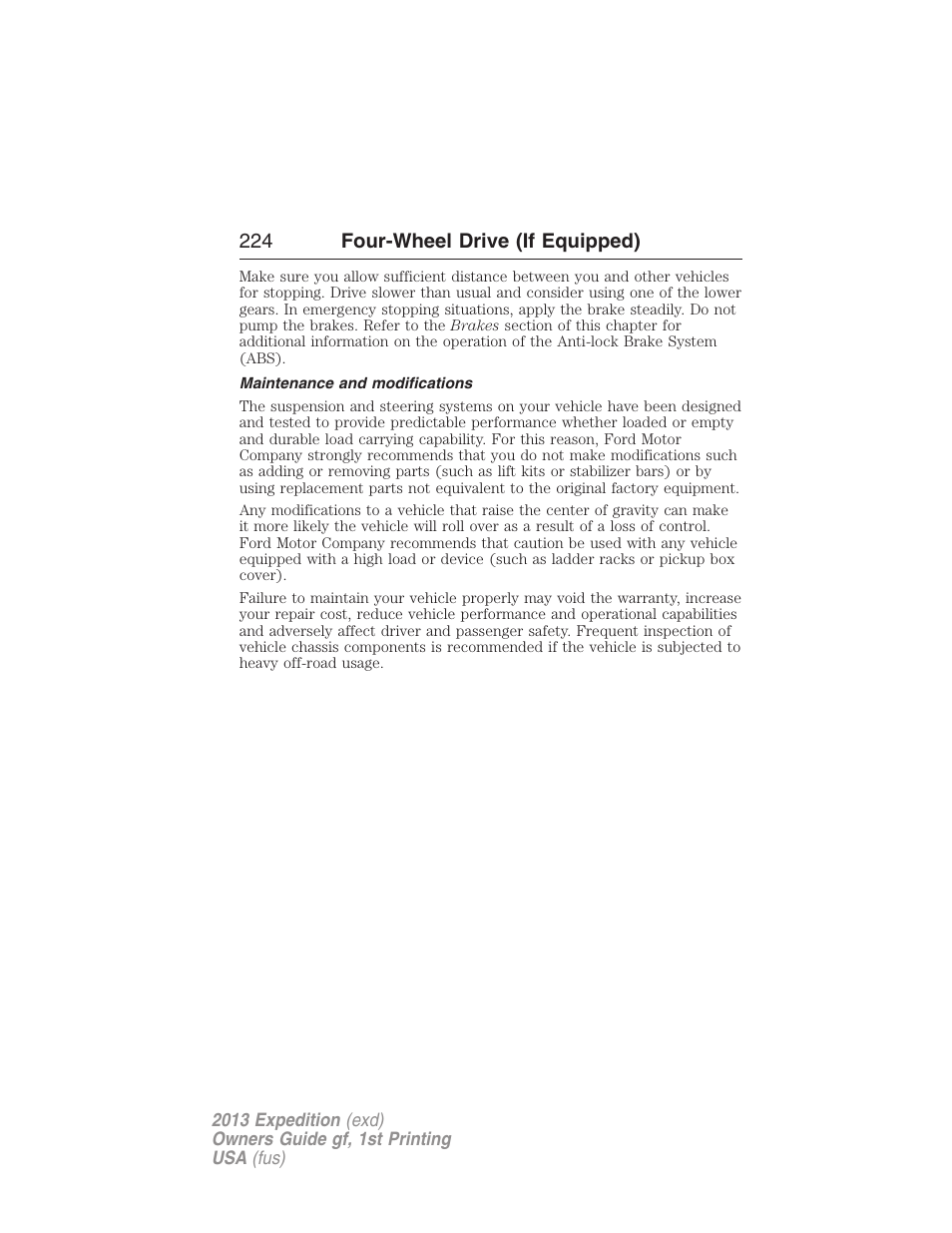 Maintenance and modifications | FORD 2013 Expedition v.1 User Manual | Page 224 / 497