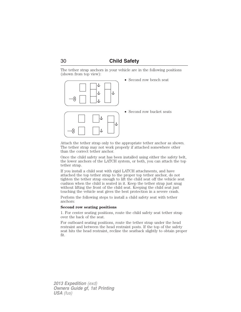 30 child safety | FORD 2013 Expedition v.1 User Manual | Page 30 / 497