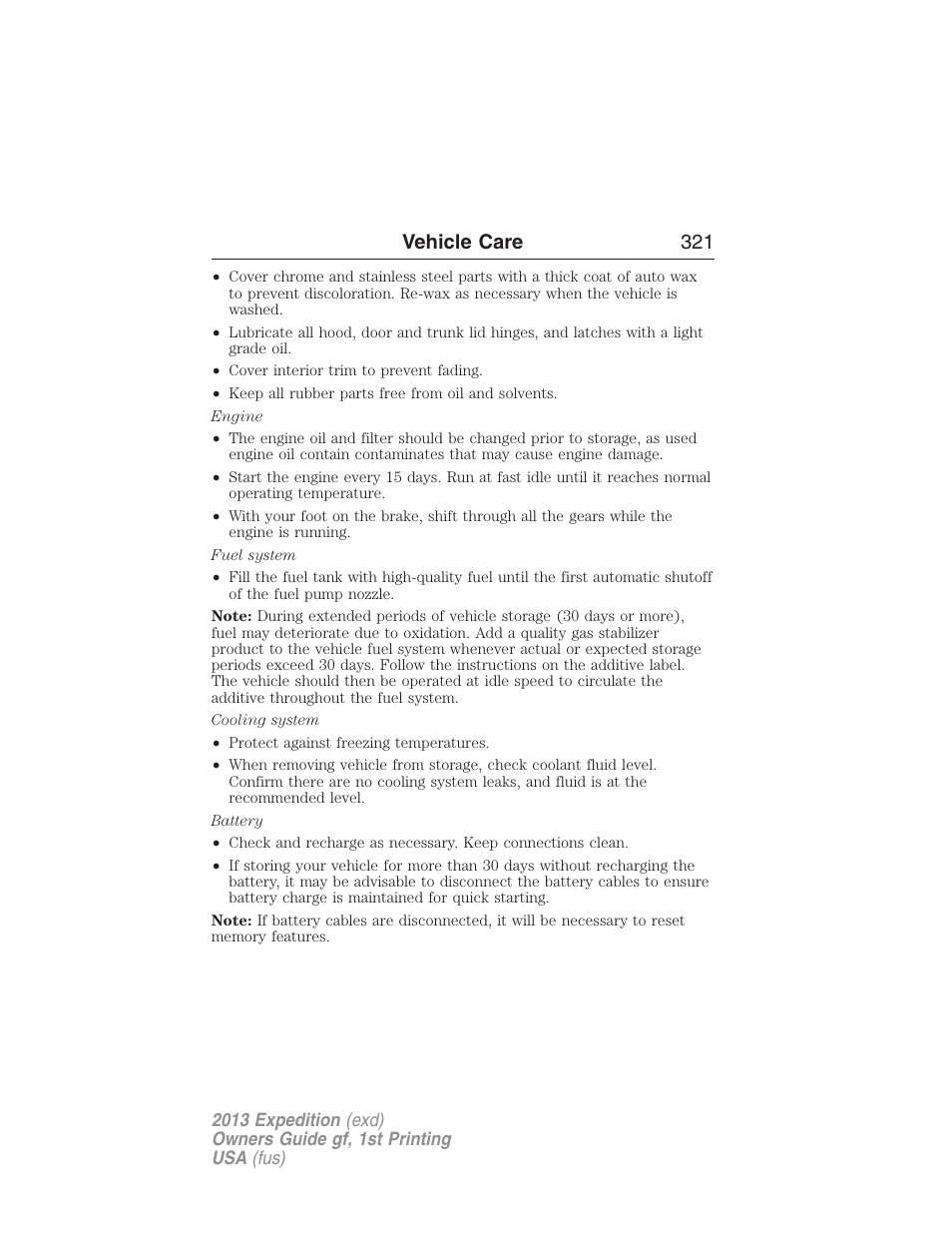 Vehicle care 321 | FORD 2013 Expedition v.1 User Manual | Page 321 / 497