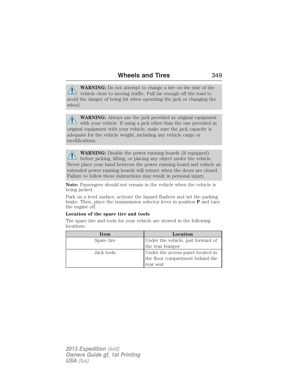 Wheels and tires 349 | FORD 2013 Expedition v.1 User Manual | Page 349 / 497