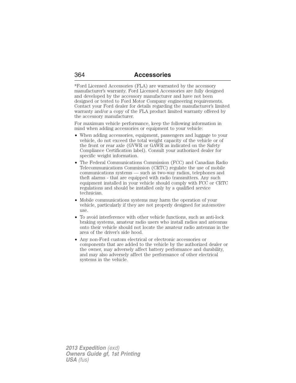 364 accessories | FORD 2013 Expedition v.1 User Manual | Page 364 / 497