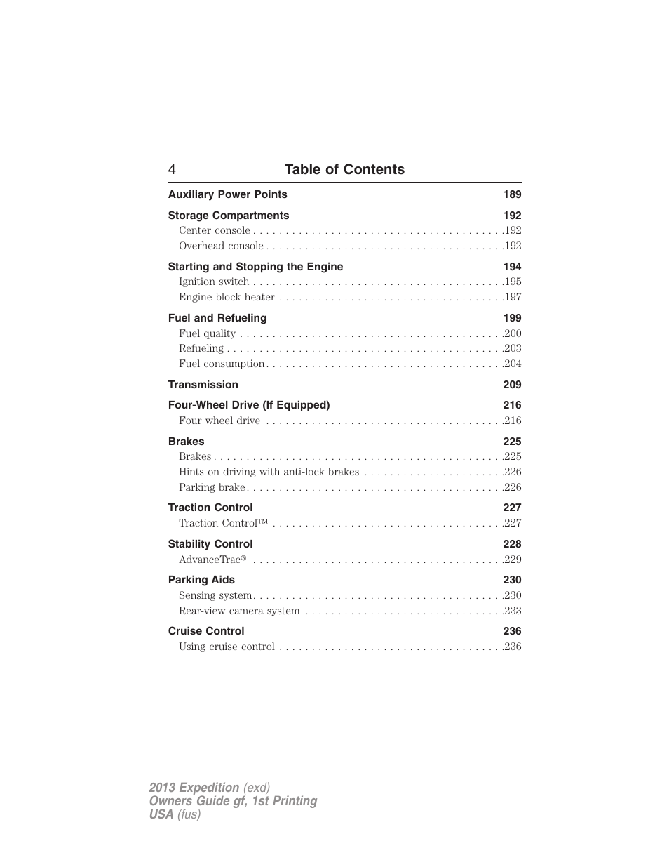 4table of contents | FORD 2013 Expedition v.1 User Manual | Page 4 / 497