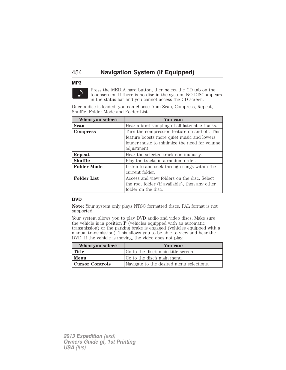 454 navigation system (if equipped) | FORD 2013 Expedition v.1 User Manual | Page 454 / 497