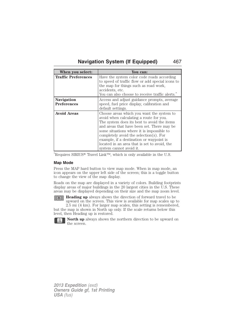 Map mode, Navigation system (if equipped) 467 | FORD 2013 Expedition v.1 User Manual | Page 467 / 497