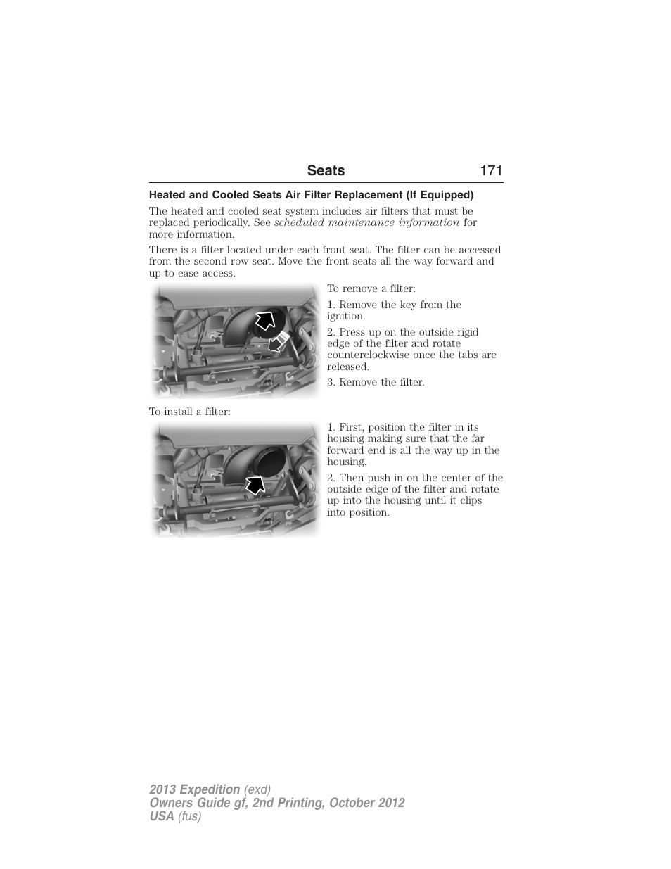 Seats 171 | FORD 2013 Expedition v.2 User Manual | Page 172 / 508