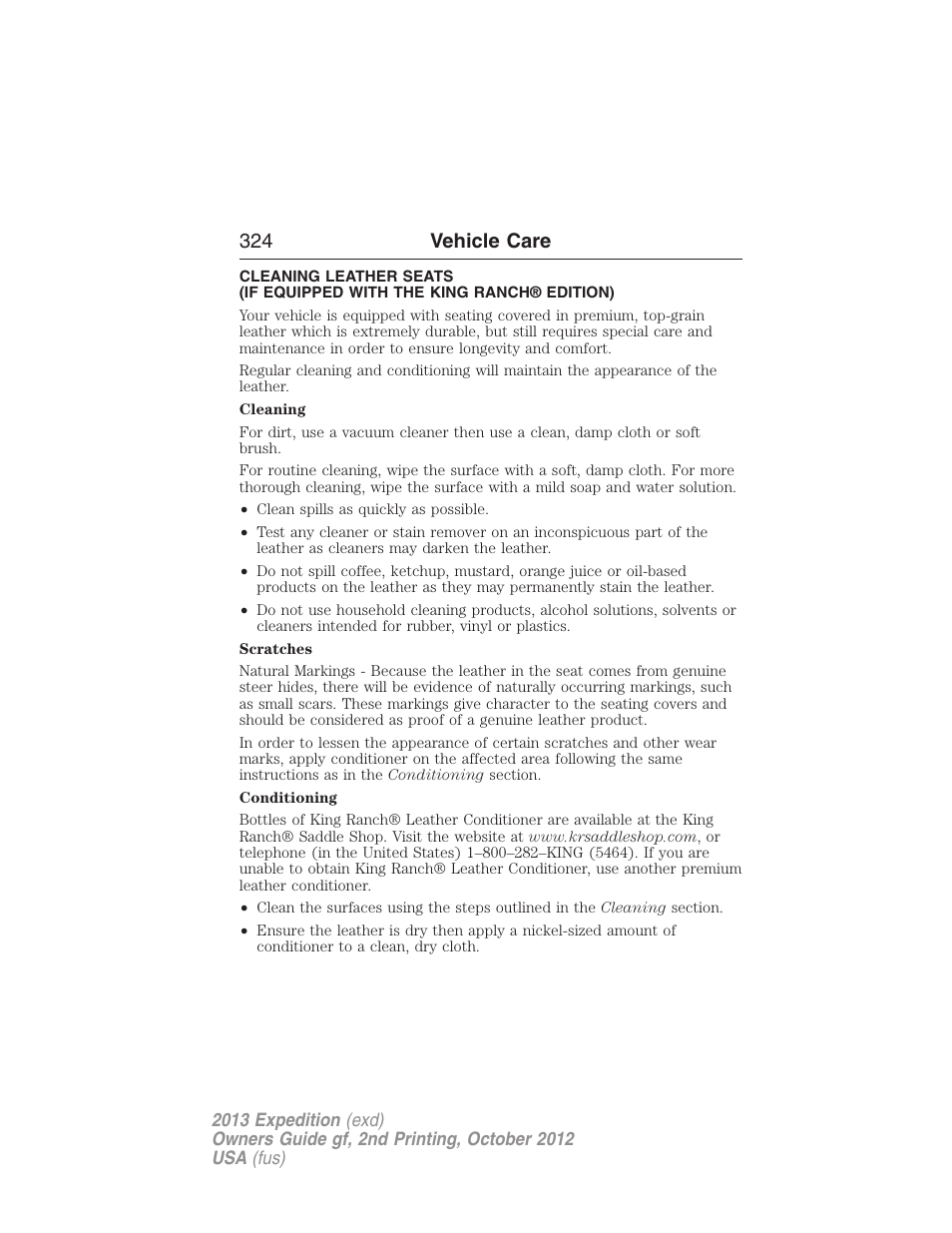 324 vehicle care | FORD 2013 Expedition v.2 User Manual | Page 325 / 508