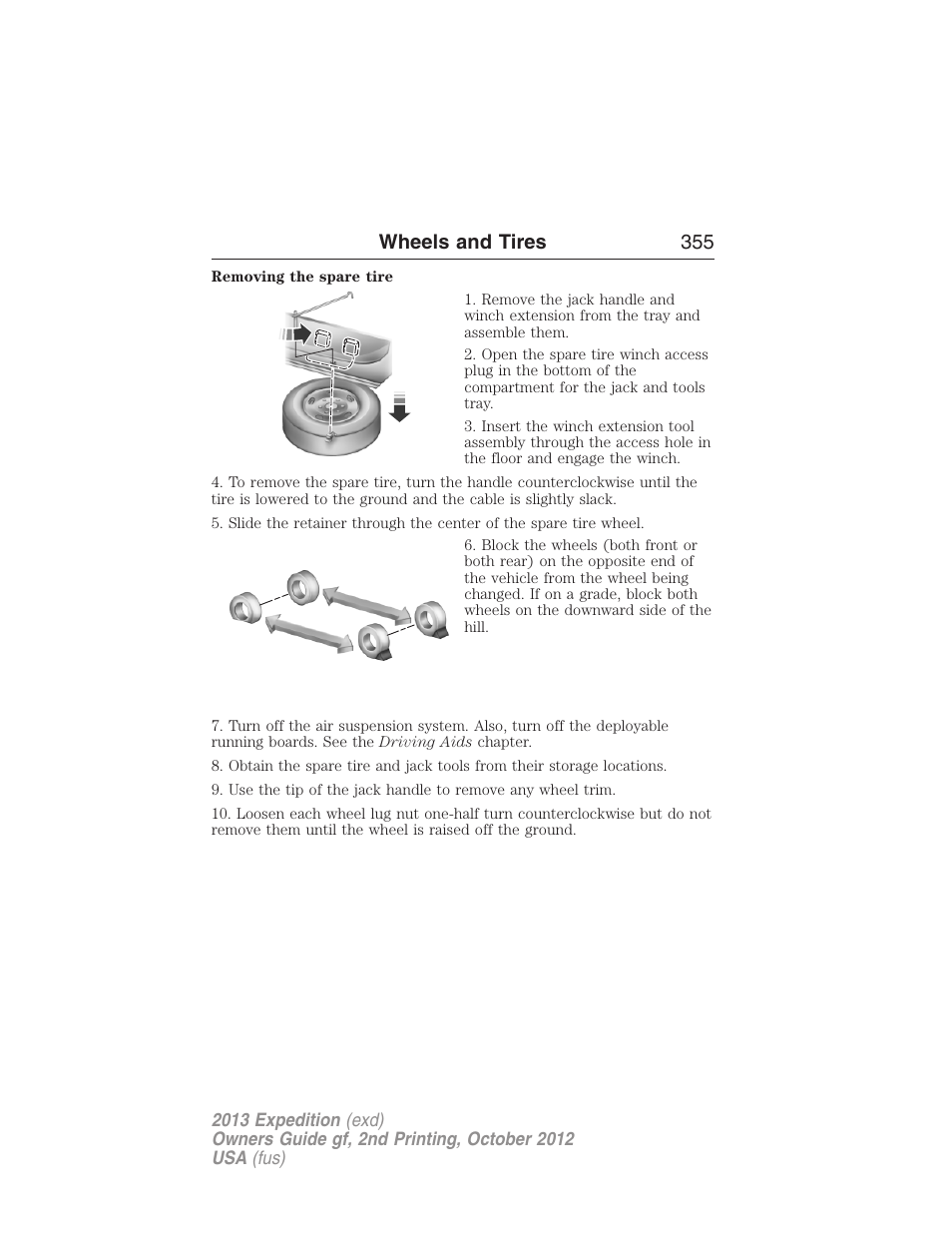 Wheels and tires 355 | FORD 2013 Expedition v.2 User Manual | Page 356 / 508