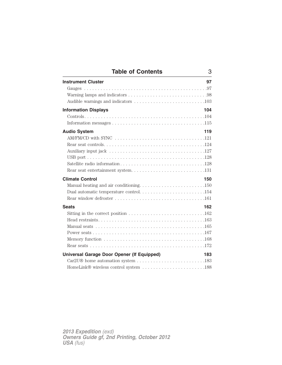 Table of contents 3 | FORD 2013 Expedition v.2 User Manual | Page 4 / 508