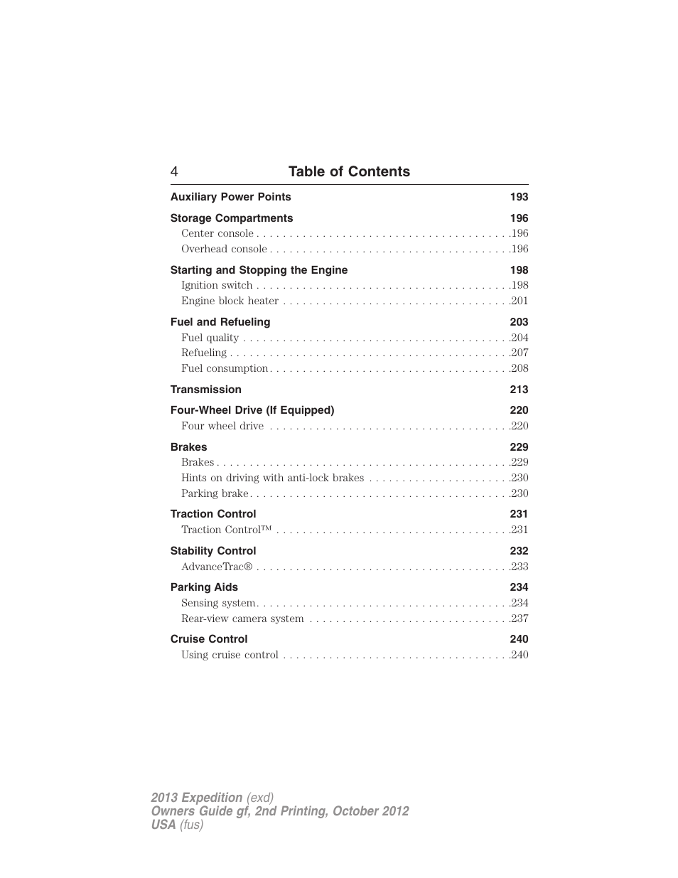 4table of contents | FORD 2013 Expedition v.2 User Manual | Page 5 / 508