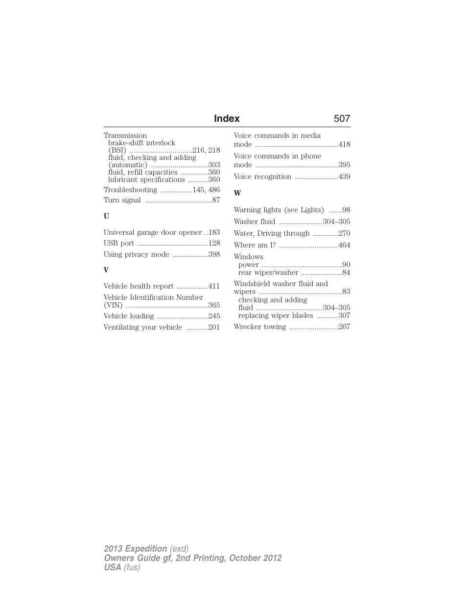 Index 507 | FORD 2013 Expedition v.2 User Manual | Page 508 / 508