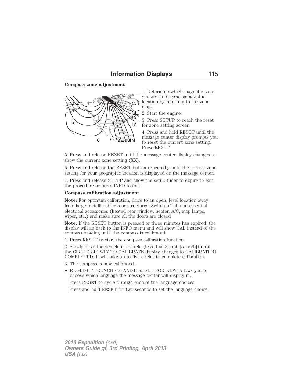 Information displays 115 | FORD 2013 Expedition v.3 User Manual | Page 116 / 515