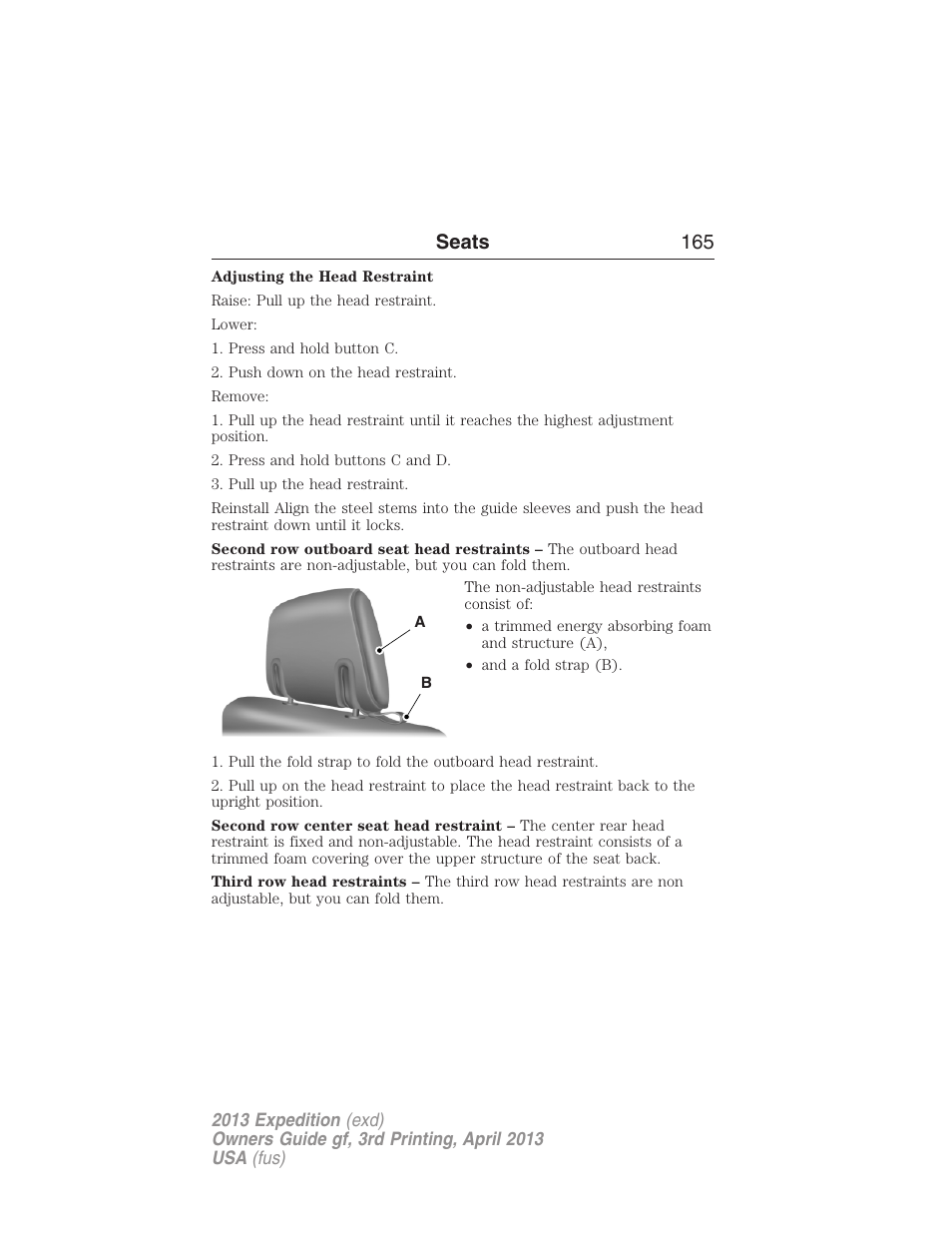 Seats 165 | FORD 2013 Expedition v.3 User Manual | Page 166 / 515