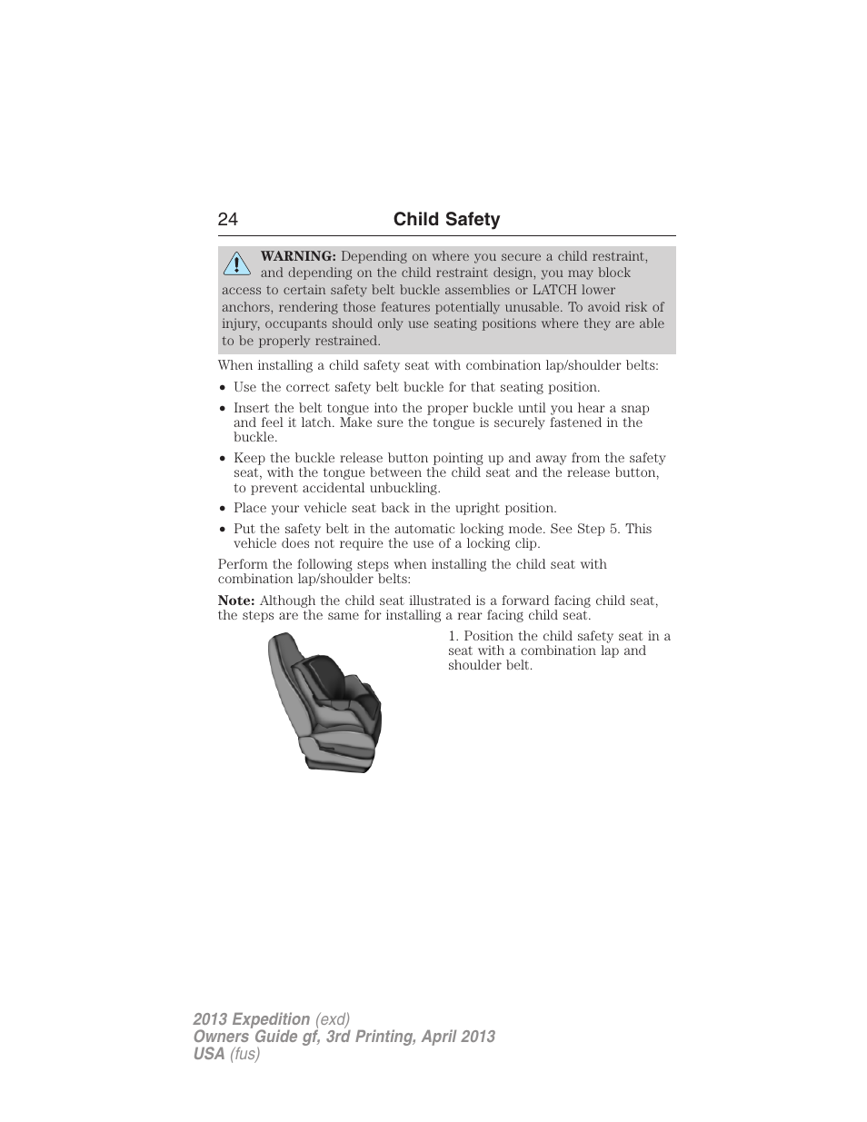 24 child safety | FORD 2013 Expedition v.3 User Manual | Page 25 / 515