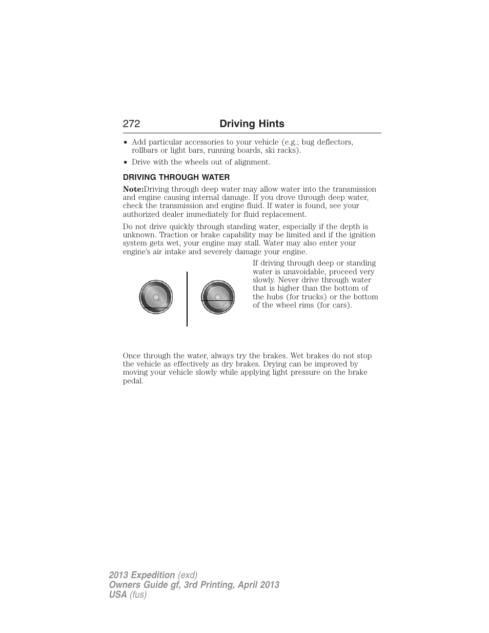 Driving through water, 272 driving hints | FORD 2013 Expedition v.3 User Manual | Page 273 / 515