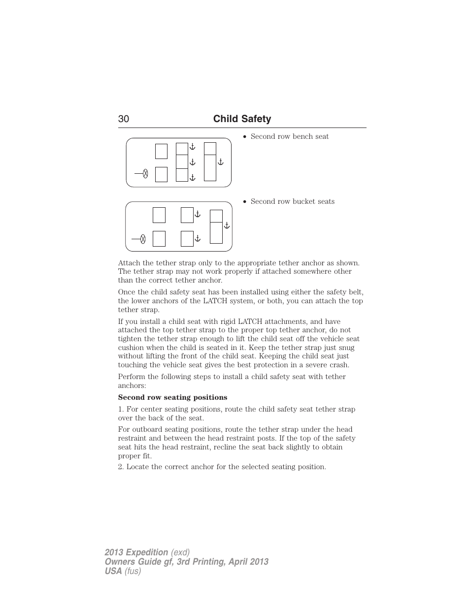 30 child safety | FORD 2013 Expedition v.3 User Manual | Page 31 / 515