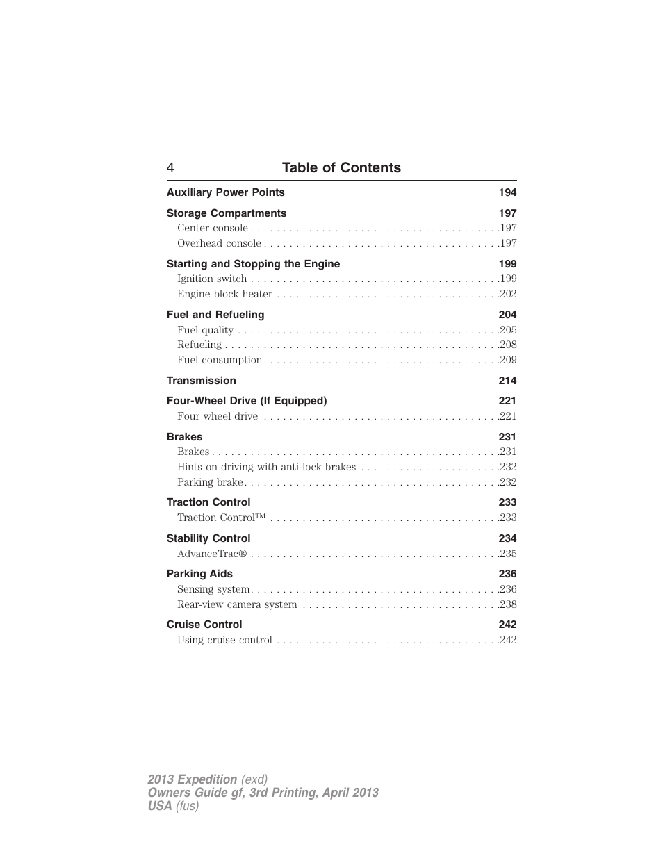 4table of contents | FORD 2013 Expedition v.3 User Manual | Page 5 / 515