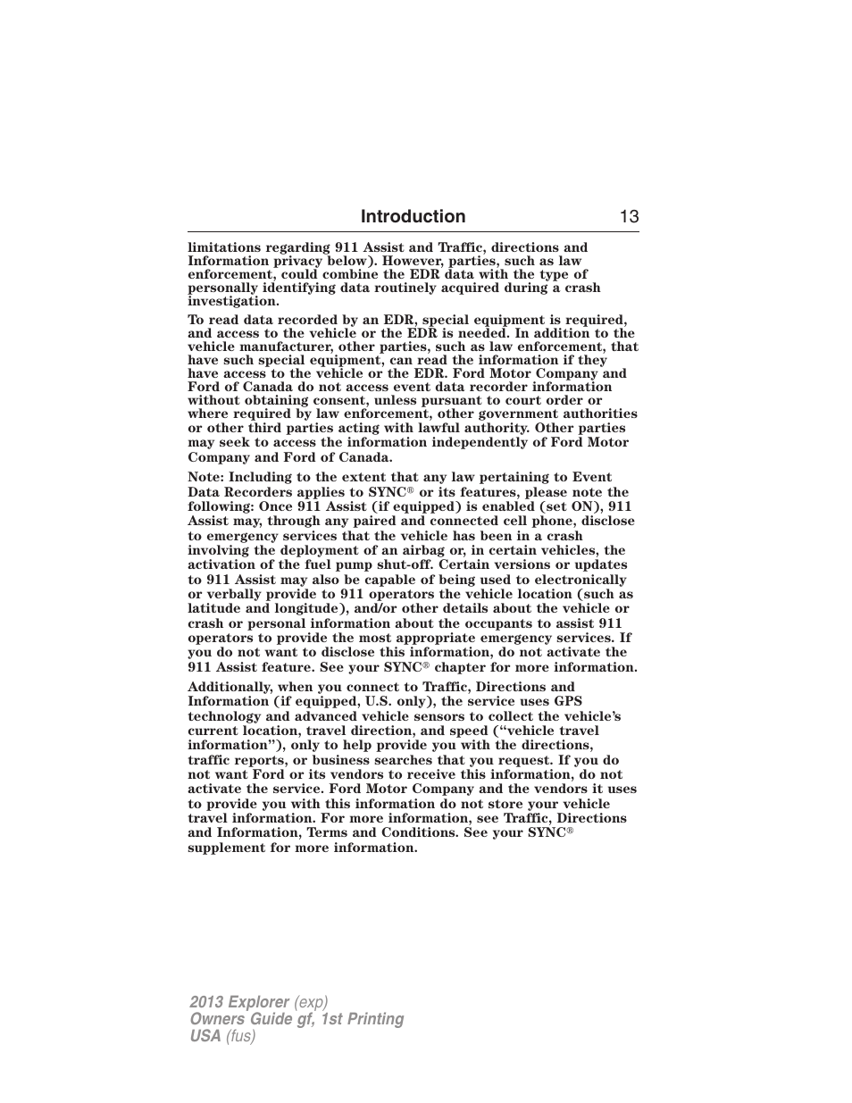 Introduction 13 | FORD 2013 Explorer v.1 User Manual | Page 13 / 576