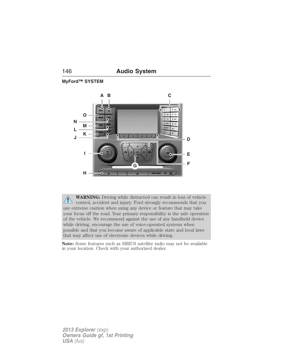 Myford™ system, 146 audio system | FORD 2013 Explorer v.1 User Manual | Page 146 / 576