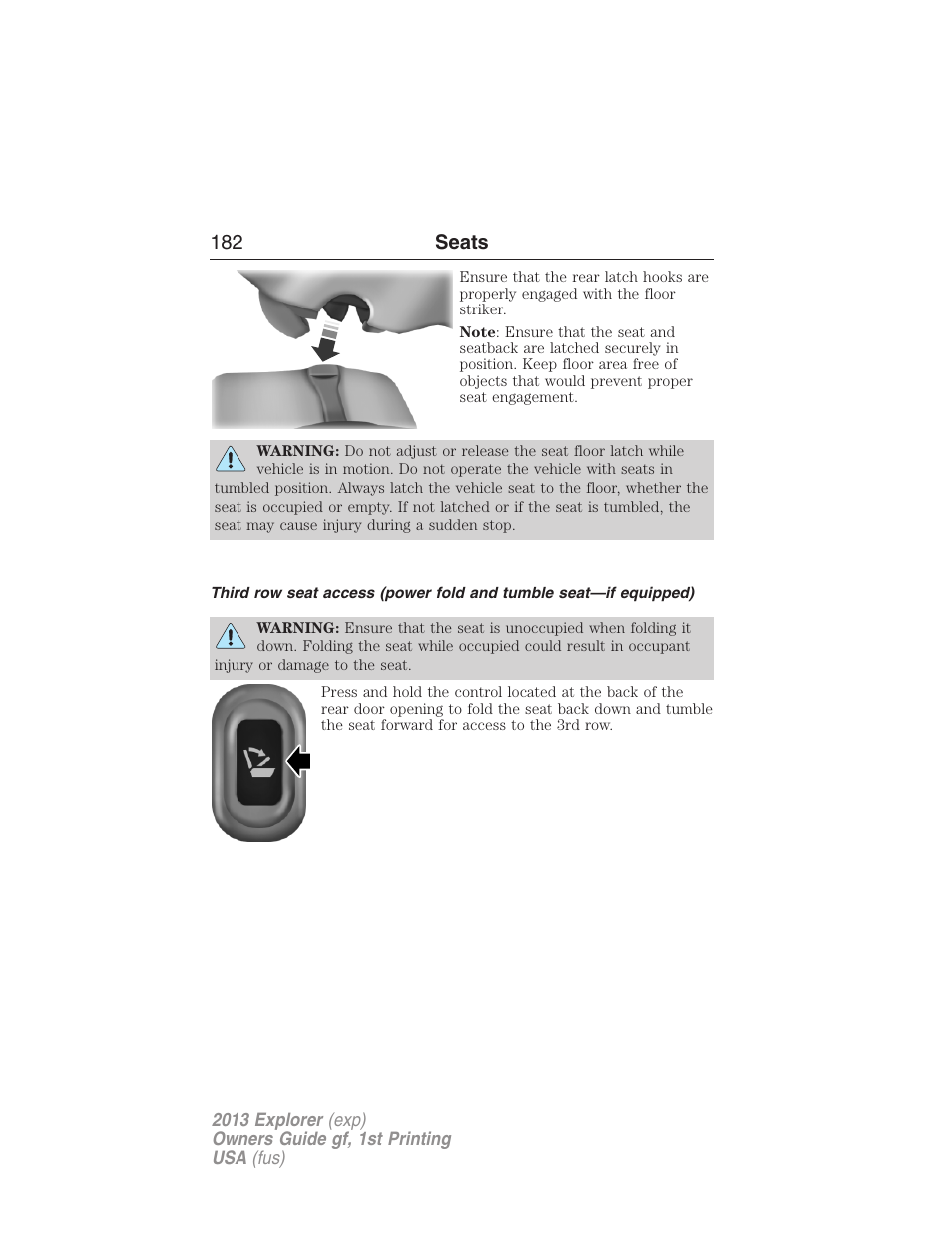 182 seats | FORD 2013 Explorer v.1 User Manual | Page 182 / 576