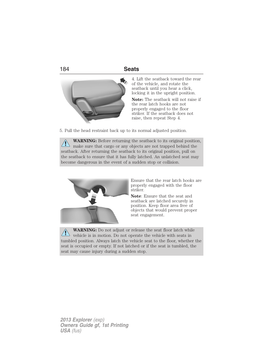 184 seats | FORD 2013 Explorer v.1 User Manual | Page 184 / 576