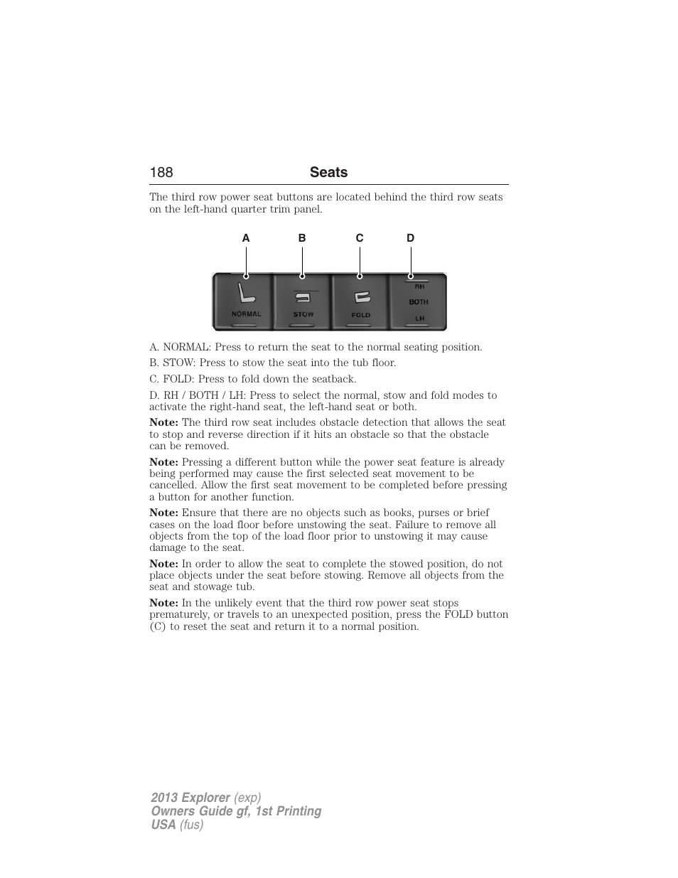 188 seats | FORD 2013 Explorer v.1 User Manual | Page 188 / 576