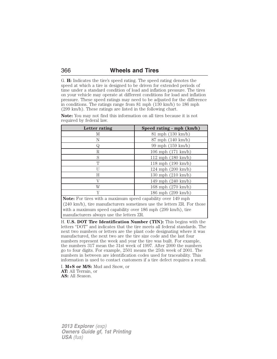 366 wheels and tires | FORD 2013 Explorer v.1 User Manual | Page 366 / 576